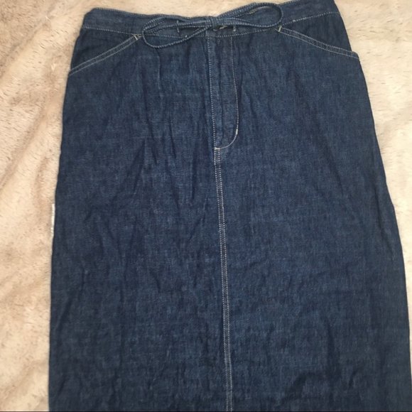 Vintage Faded Glory High Waisted Denim Maxi Skirt Size 10 Dark Wash - Picture 2 of 7